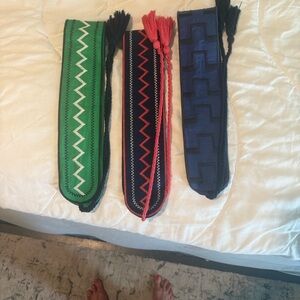 3 CK Bradley Braided tie Belts- Navy & Coral, Kelly Green & Navy, Royal & Navy